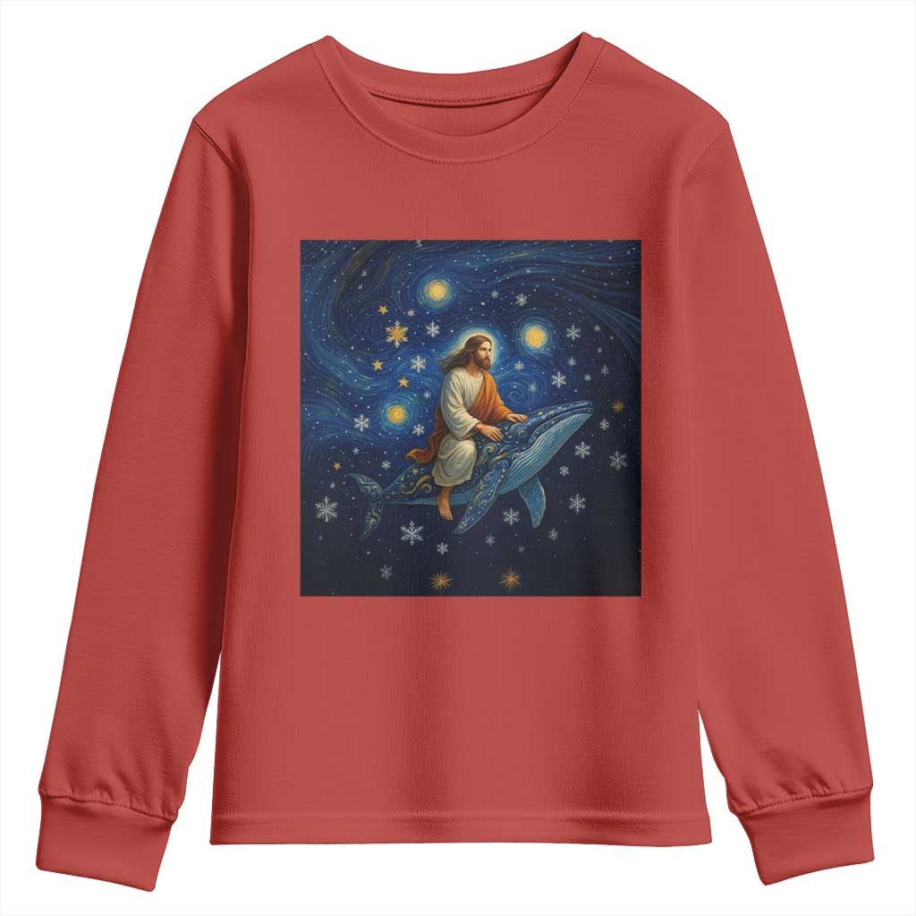 Jesus Christian Youth Sweatshirt Stary Night Van Gogh Christmas TS14 Red Print Your Wear