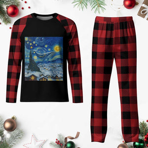 Whale Christmas Plaid Pajama Set Stary Night Van Gogh Christmas TS14 Buffalo Plaid Print Your Wear