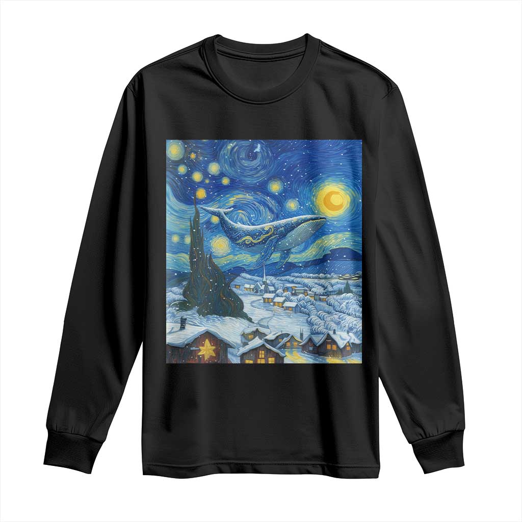 Whale Christmas Long Sleeve Shirt Stary Night Van Gogh Christmas TS14 Black Print Your Wear