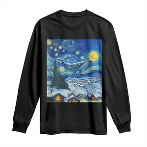 Whale Christmas Long Sleeve Shirt Stary Night Van Gogh Christmas TS14 Black Print Your Wear