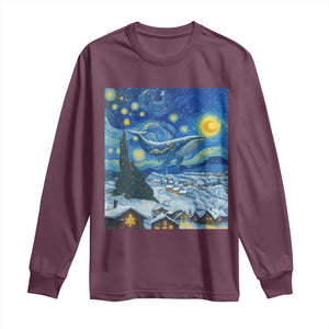 Whale Christmas Long Sleeve Shirt Stary Night Van Gogh Christmas TS14 Maroon Print Your Wear
