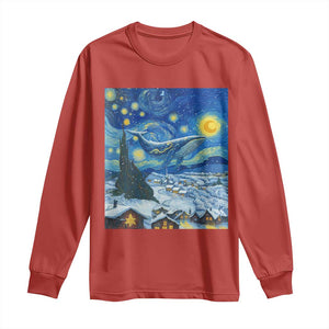 Whale Christmas Long Sleeve Shirt Stary Night Van Gogh Christmas TS14 Red Print Your Wear