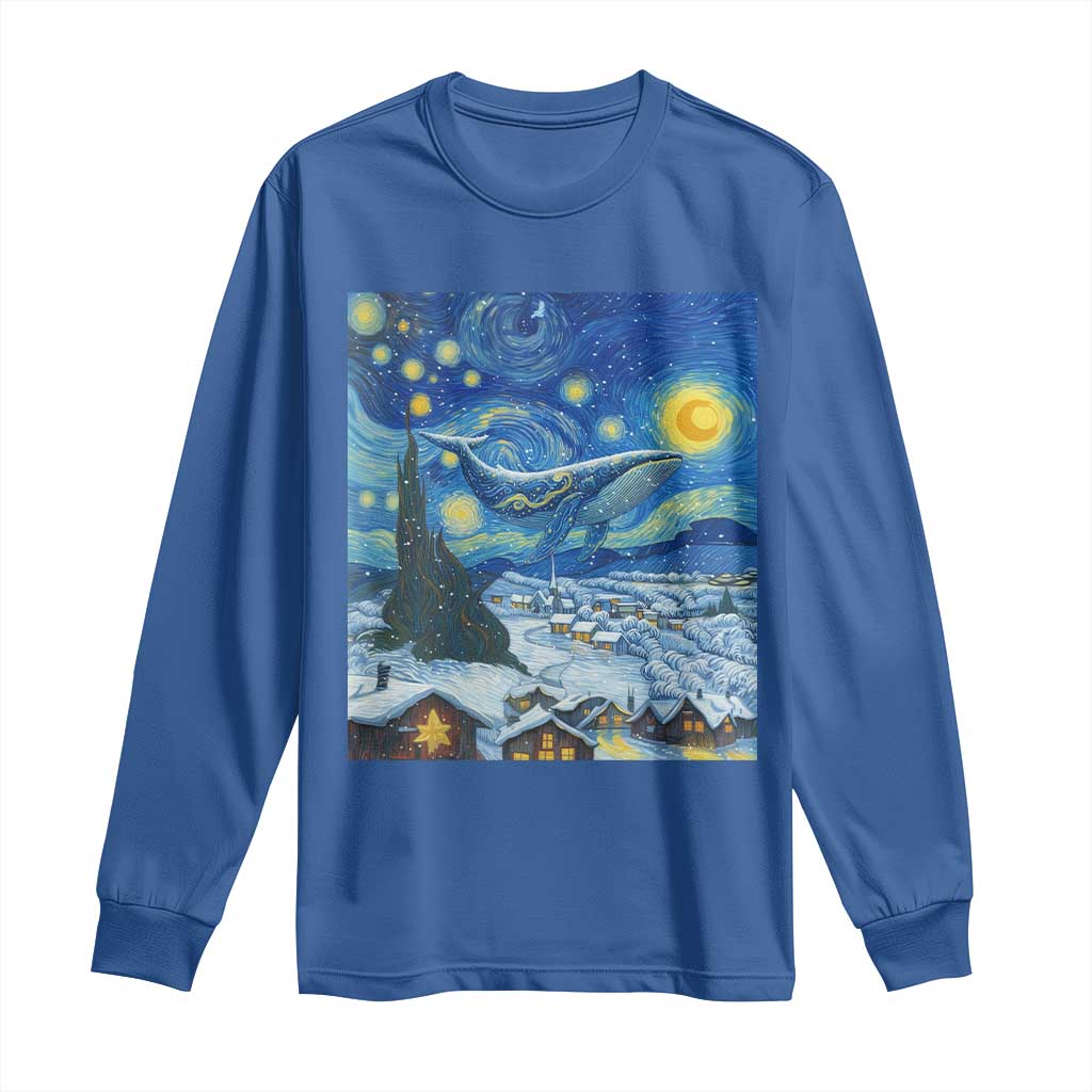 Whale Christmas Long Sleeve Shirt Stary Night Van Gogh Christmas TS14 Royal Blue Print Your Wear