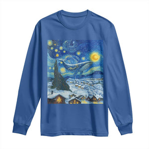 Whale Christmas Long Sleeve Shirt Stary Night Van Gogh Christmas TS14 Royal Blue Print Your Wear
