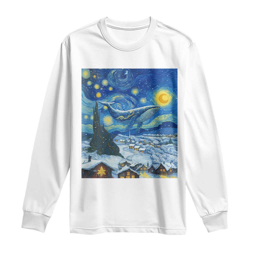 Whale Christmas Long Sleeve Shirt Stary Night Van Gogh Christmas TS14 White Print Your Wear