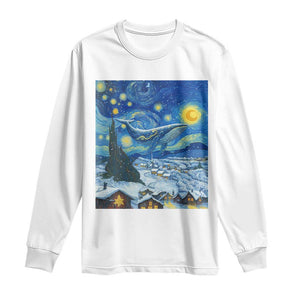 Whale Christmas Long Sleeve Shirt Stary Night Van Gogh Christmas TS14 White Print Your Wear