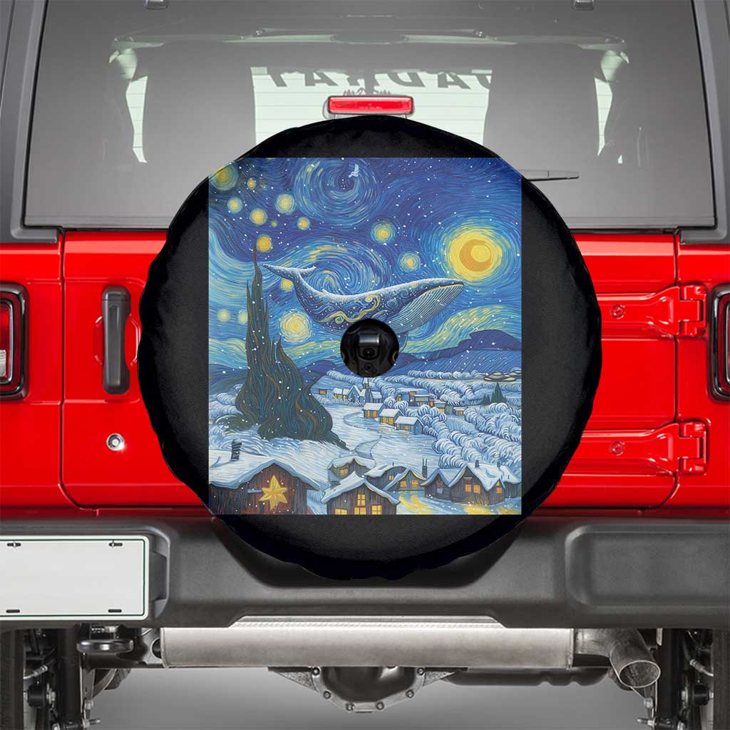 Whale Christmas Spare Tire Cover Stary Night Van Gogh Christmas TS14 Black Print Your Wear