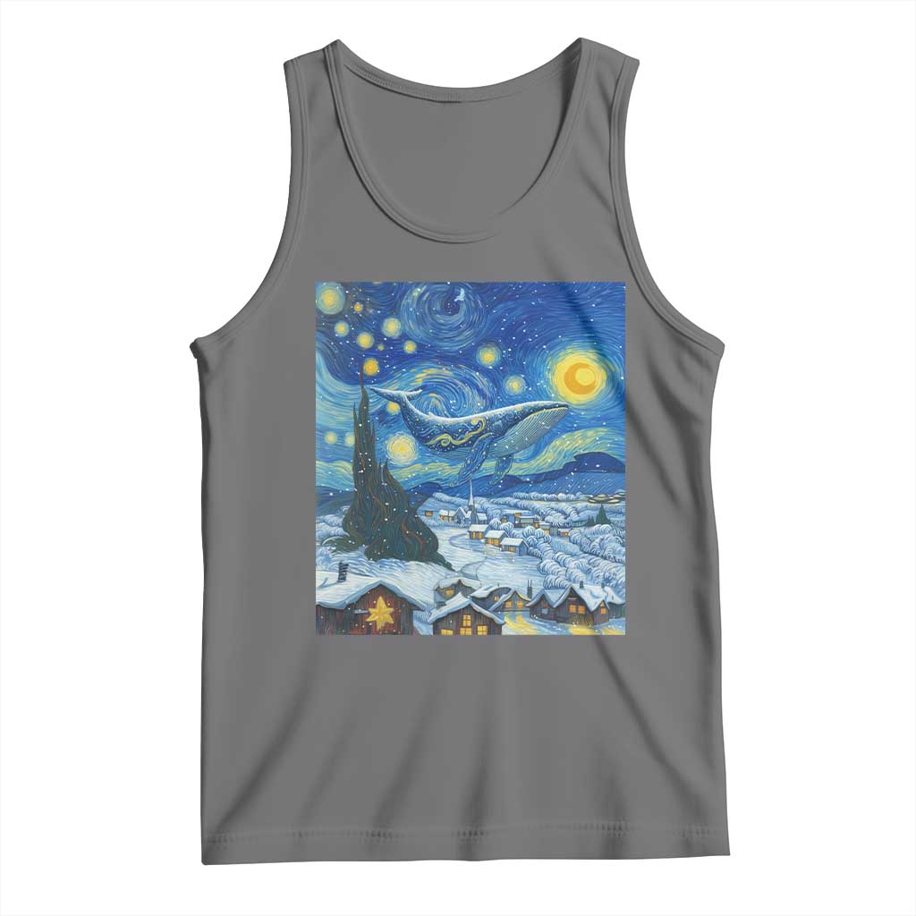 Whale Christmas Tank Top Stary Night Van Gogh Christmas TS14 Black Heather Print Your Wear