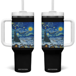 Whale Christmas Tumbler With Handle Stary Night Van Gogh Christmas TS14 One Size: 40 oz Black Print Your Wear