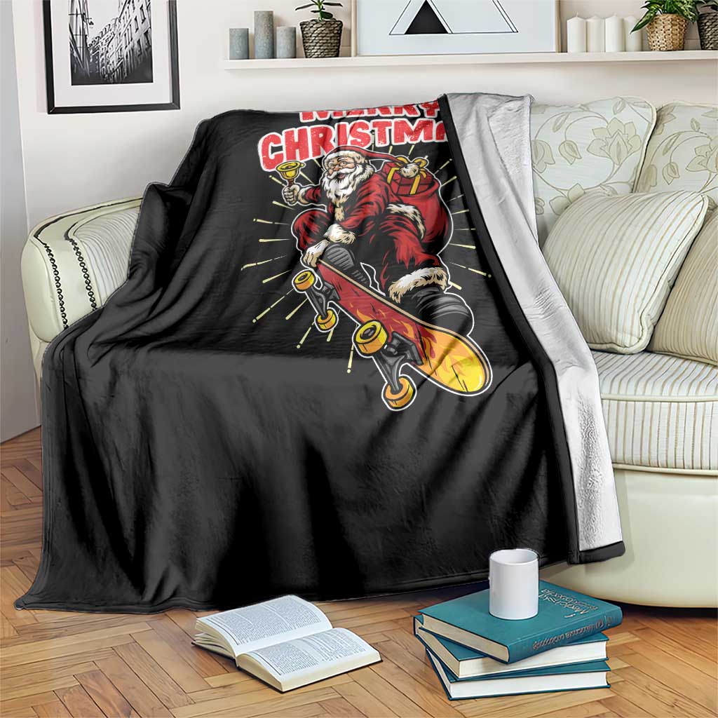 Santa Skateboarding Christmas Throw Blanket Funny Skater Xmas TS14 Print Your Wear