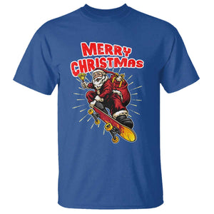 Santa Skateboarding Christmas T Shirt Funny Skater Xmas TS14 Royal Blue Print Your Wear