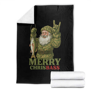 Funny Santa Camo Fishing Throw Blanket Merry Chrisbass TS14 Black Print Your Wear