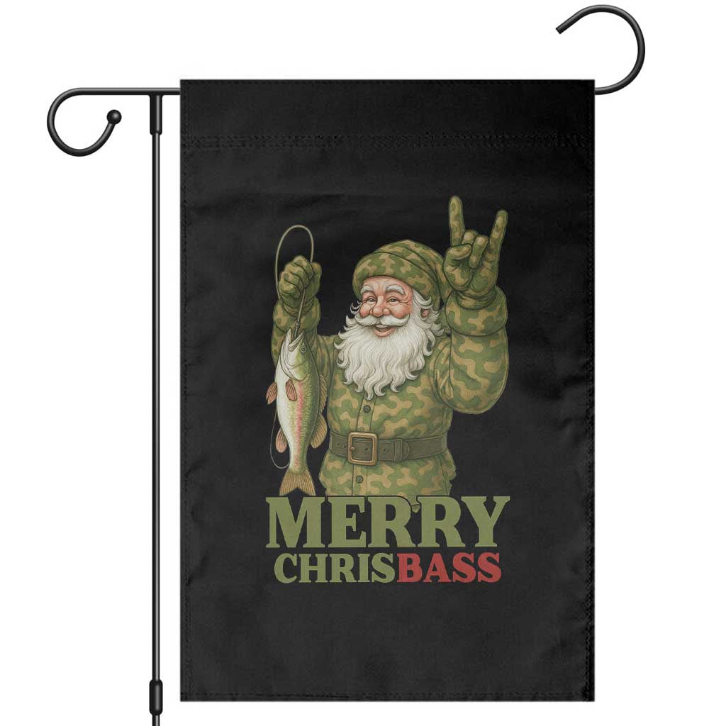 Funny Santa Camo Fishing Garden Flag Merry Chrisbass TS14 Black Print Your Wear
