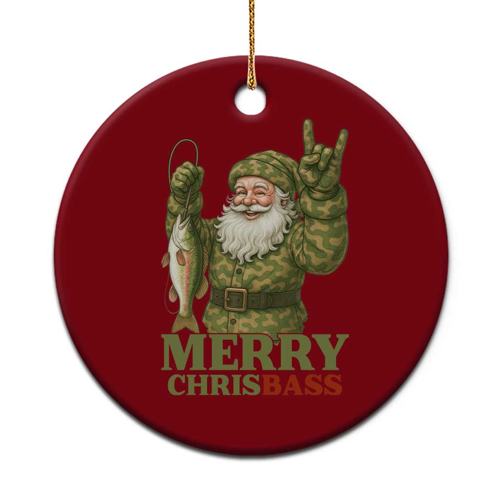 Funny Santa Camo Fishing Ceramic Ornament Merry Chrisbass TS14 1pc Red Print Your Wear