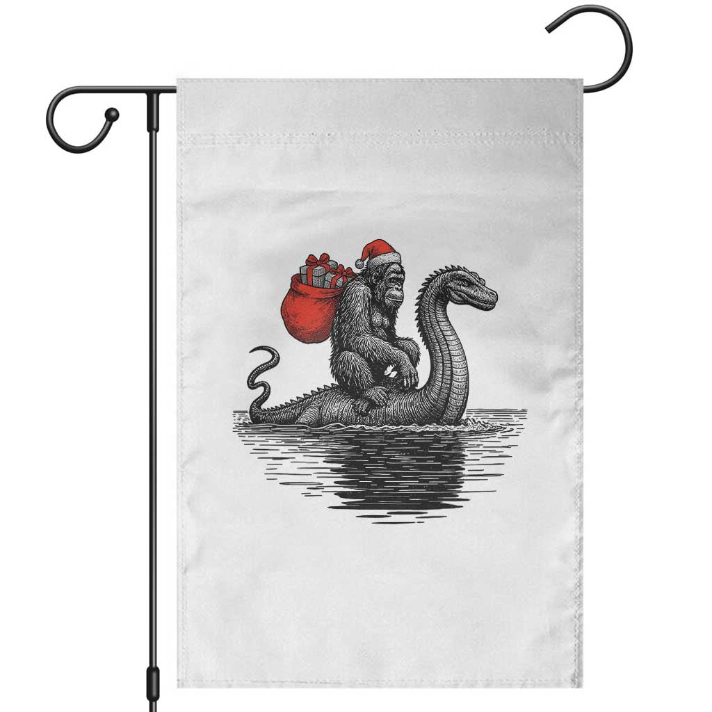 Funny Bigfoot Christmas Garden Flag Sasquatch Loch Ness Cryptid Xmas TS14 White Print Your Wear