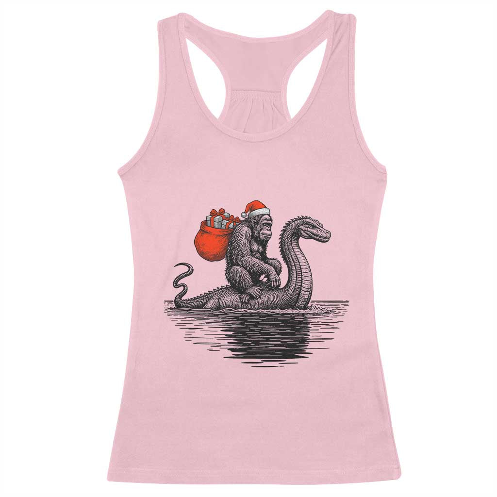 Funny Bigfoot Christmas Racerback Tank Top Sasquatch Loch Ness Cryptid Xmas TS14 Light Pink Print Your Wear
