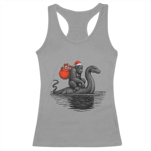 Funny Bigfoot Christmas Racerback Tank Top Sasquatch Loch Ness Cryptid Xmas TS14 Sport Gray Print Your Wear