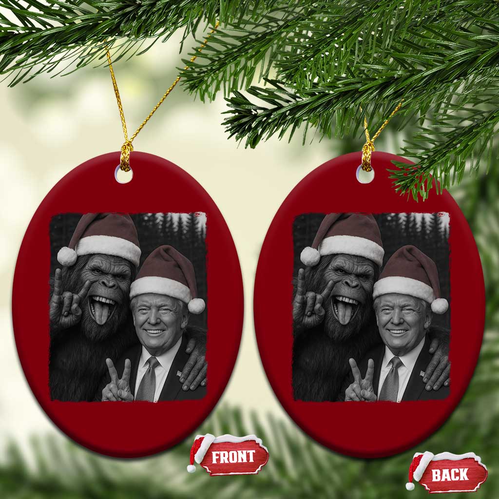 Funny Bigfoot Selfie Xmas Ceramic Ornament Sasquatch Trump Meme TS14 Print Your Wear