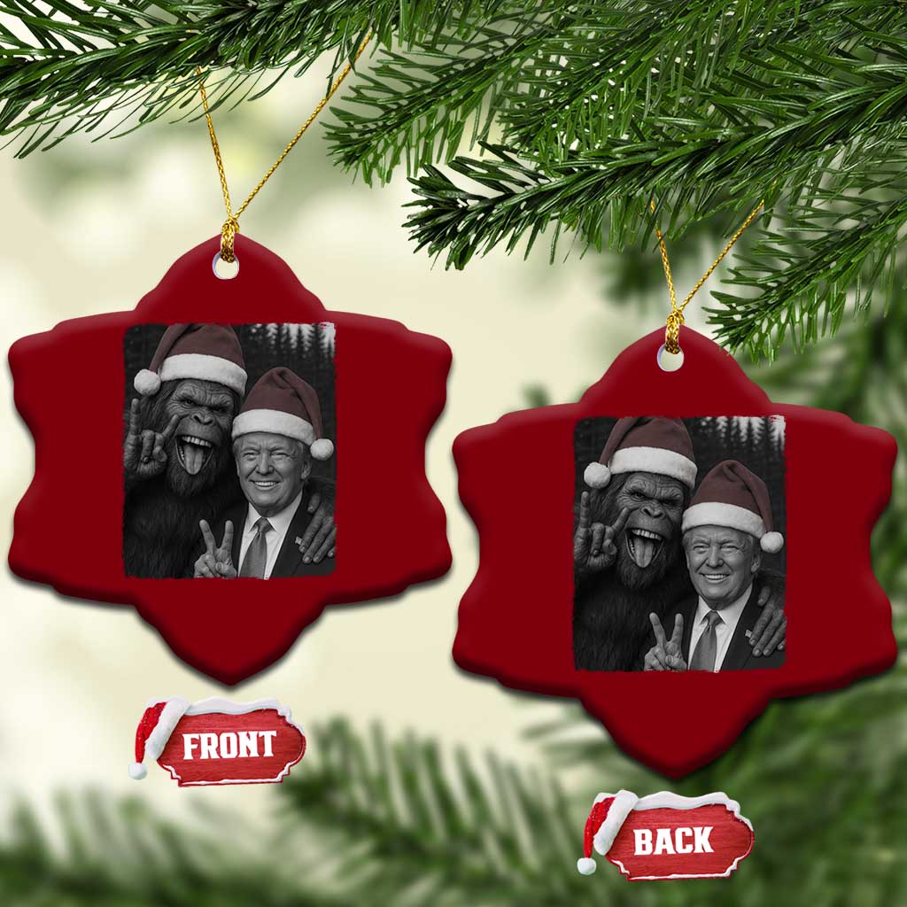 Funny Bigfoot Selfie Xmas Ceramic Ornament Sasquatch Trump Meme TS14 Print Your Wear