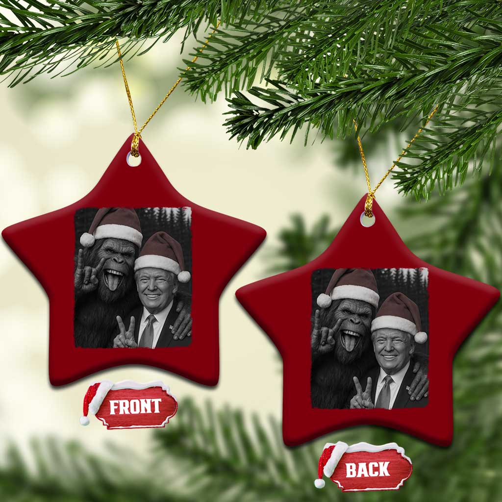Funny Bigfoot Selfie Xmas Ceramic Ornament Sasquatch Trump Meme TS14 Print Your Wear
