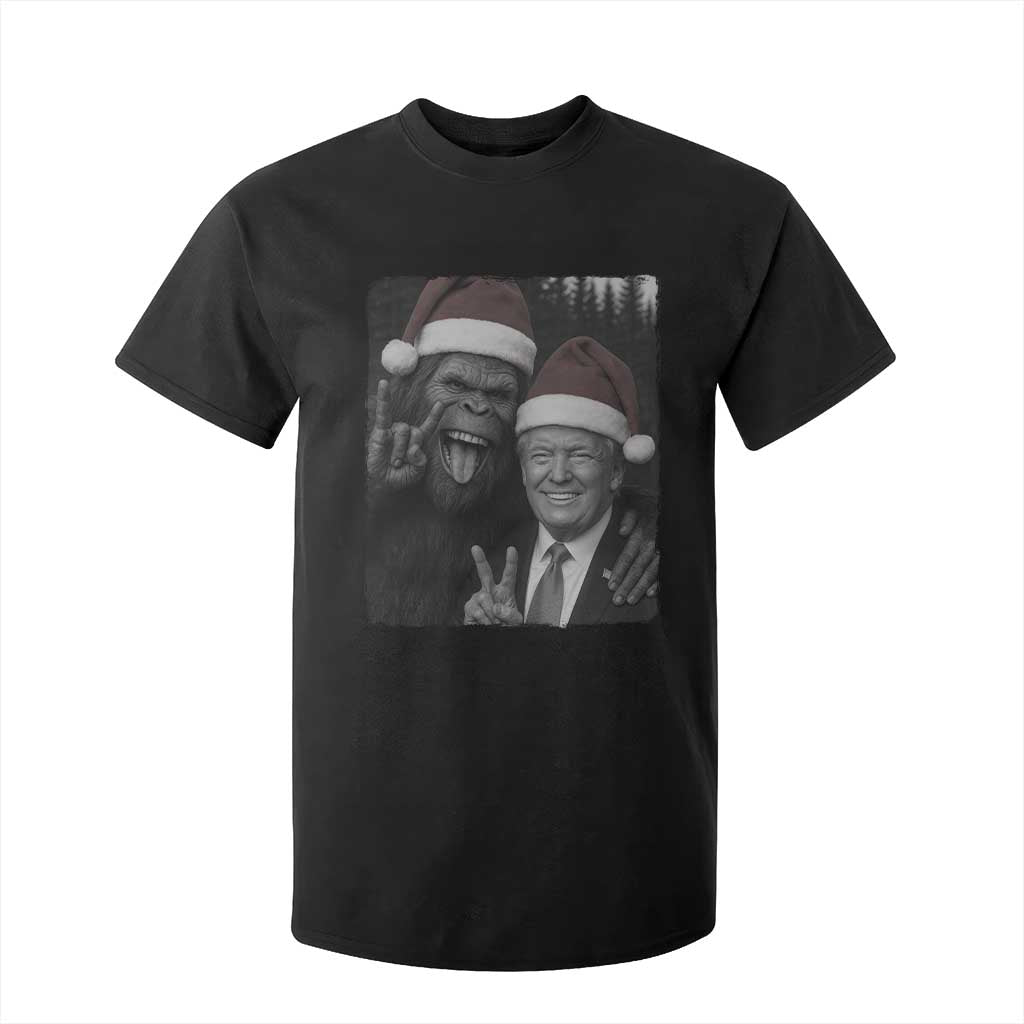 Funny Bigfoot Selfie Christmas T Shirt For Kid Sasquatch Trump Meme TS14 Black Print Your Wear
