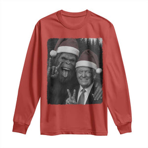 Funny Bigfoot Selfie Christmas Long Sleeve Shirt Sasquatch Trump Meme TS14 Red Print Your Wear