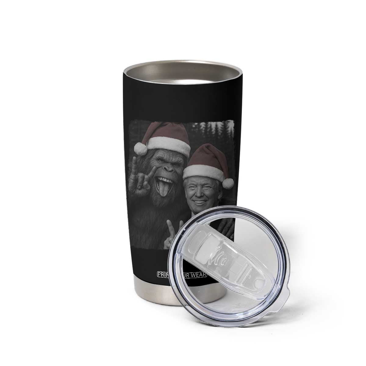 Funny Bigfoot Selfie Christmas Tumbler Cup Sasquatch Trump Meme TS14 Print Your Wear