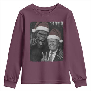 Funny Bigfoot Selfie Christmas Youth Sweatshirt Sasquatch Trump Meme TS14 Maroon Print Your Wear