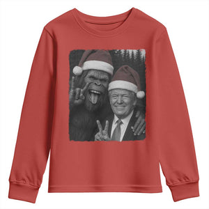 Funny Bigfoot Selfie Christmas Youth Sweatshirt Sasquatch Trump Meme TS14 Red Print Your Wear
