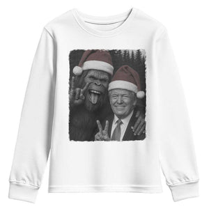 Funny Bigfoot Selfie Christmas Youth Sweatshirt Sasquatch Trump Meme TS14 White Print Your Wear