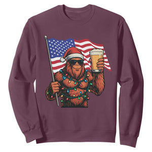 Bigfoot Beer Christmas Sweatshirt Sasquatch American Flag Patriotic TS14 Maroon Print Your Wear