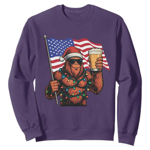 Bigfoot Beer Christmas Sweatshirt Sasquatch American Flag Patriotic TS14 Purple Print Your Wear