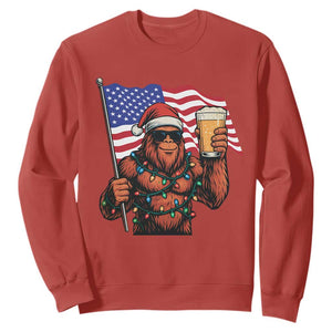 Bigfoot Beer Christmas Sweatshirt Sasquatch American Flag Patriotic TS14 Red Print Your Wear