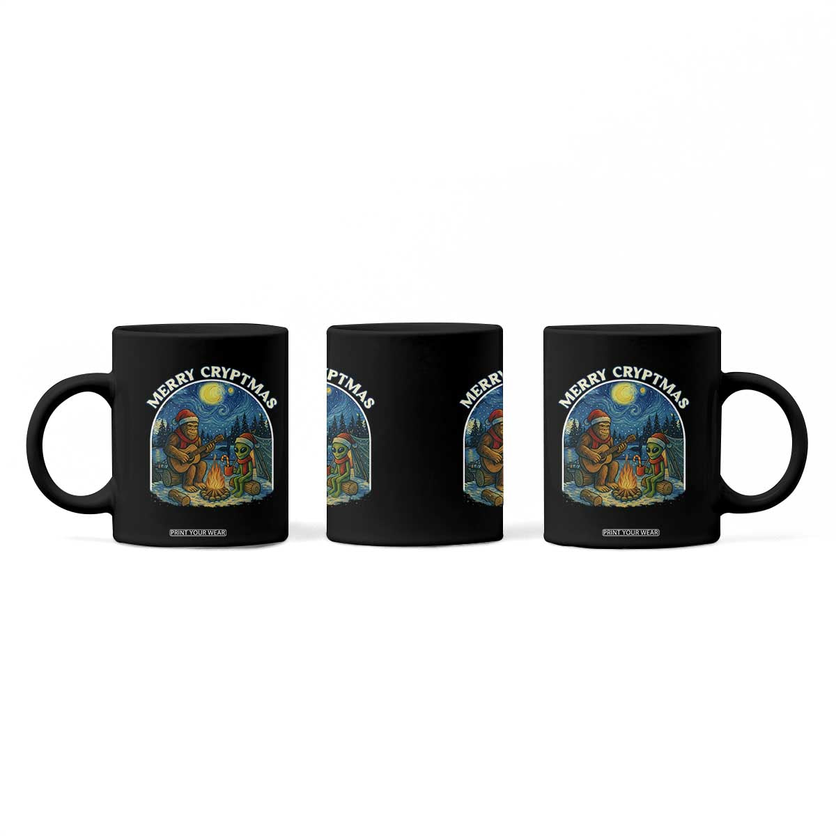 Funny Bigfoot Christmas Coffee Mug Sasquatch Alien Merry Cryptmas TS14 Print Your Wear