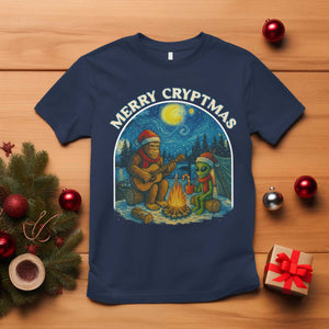 Funny Bigfoot Christmas T Shirt Sasquatch Alien Merry Cryptmas TS14 Navy Print Your Wear