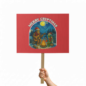 Funny Bigfoot Christmas Protest Sign Sasquatch Alien Merry Cryptmas TS14 Horizontal 18" × 24" Red Print Your Wear