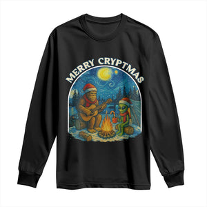Funny Bigfoot Christmas Long Sleeve Shirt Sasquatch Alien Merry Cryptmas TS14 Black Print Your Wear