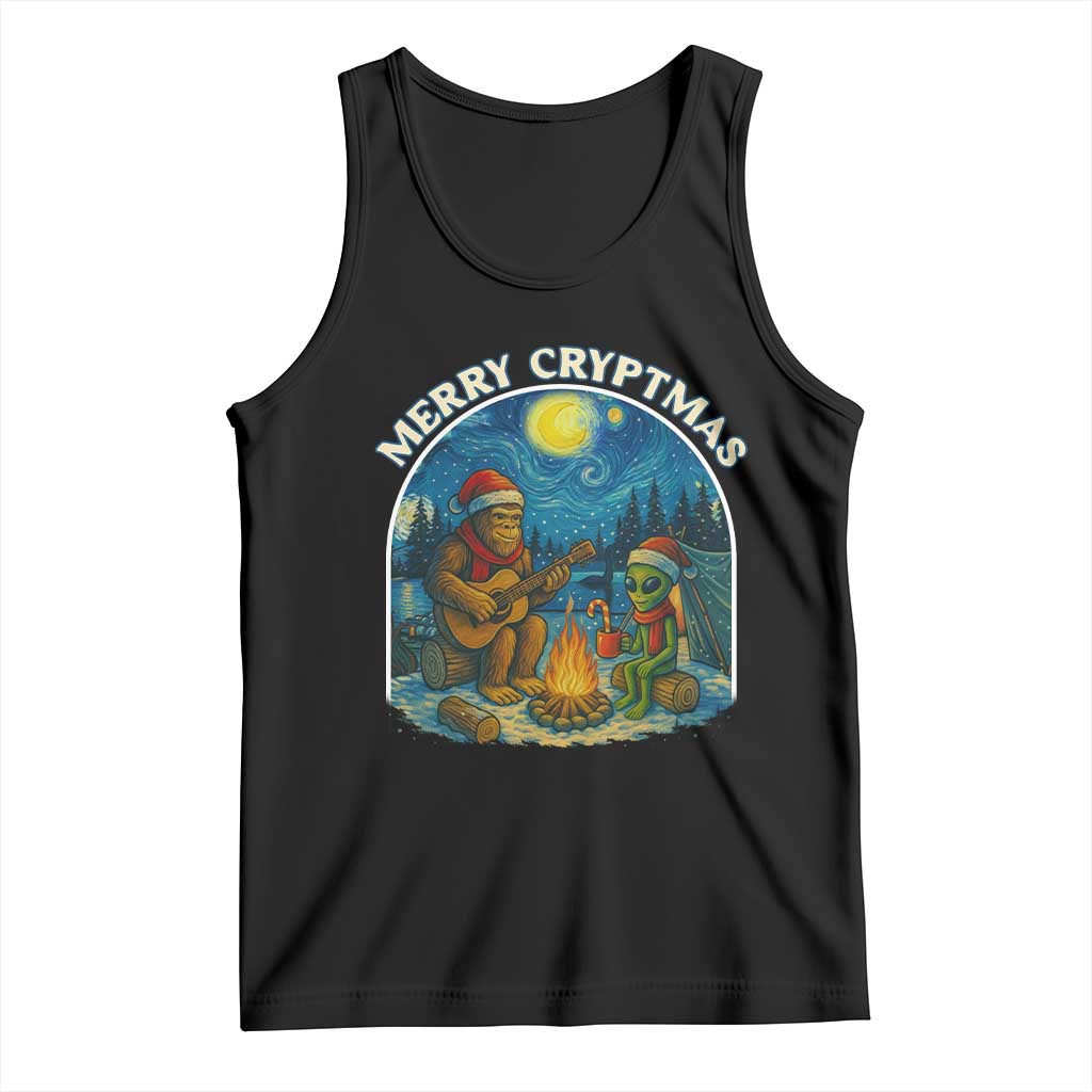 Funny Bigfoot Christmas Tank Top Sasquatch Alien Merry Cryptmas TS14 Black Print Your Wear