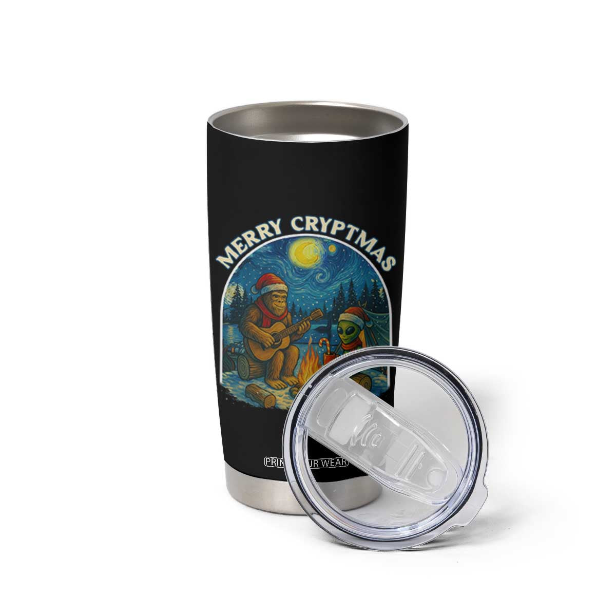 Funny Bigfoot Christmas Tumbler Cup Sasquatch Alien Merry Cryptmas TS14 Print Your Wear