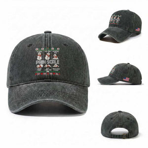 Pain Scale Snowman Washed Cotton Baseball Cap Funny ICU Nurse Christmas TS14 Washed Cap Universal Fit Dark Green Print Your Wear