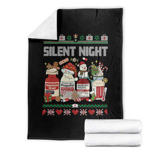 Silent Night Christmas Throw Blanket Funny ICU Nurse Xmas TS14 Black Print Your Wear