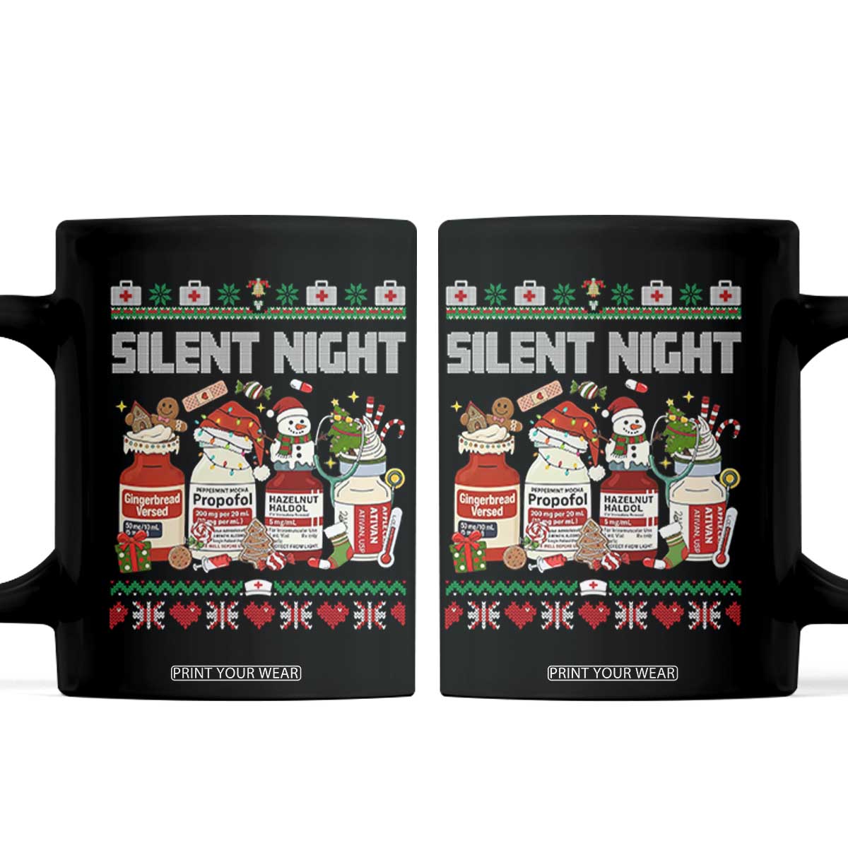 Silent Night Christmas Coffee Mug Funny ICU Nurse Xmas TS14 Black Print Your Wear