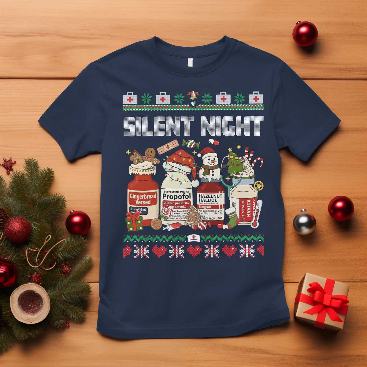 Silent Night Christmas T Shirt Funny ICU Nurse Xmas TS14 Navy Print Your Wear