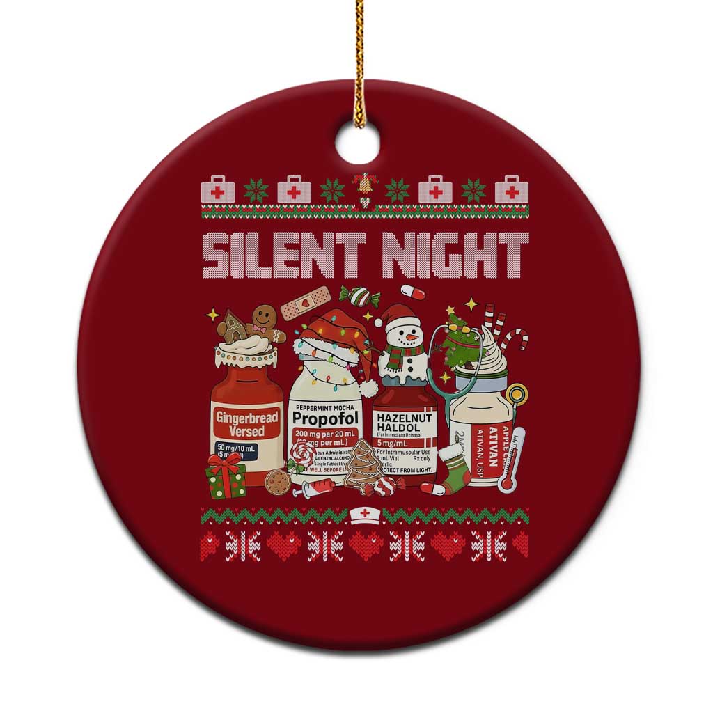 Silent Night Christmas Ceramic Ornament Funny ICU Nurse Xmas TS14 1pc Red Print Your Wear