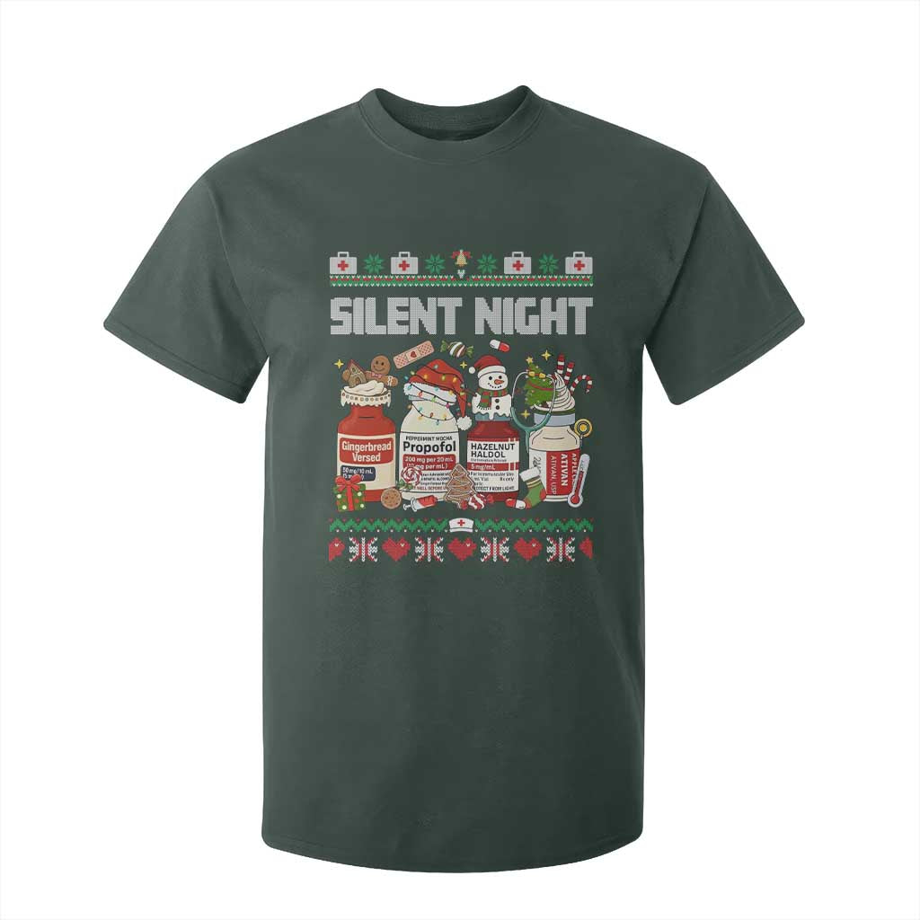 Silent Night Christmas T Shirt For Kid Funny ICU Nurse Xmas TS14 Dark Forest Green Print Your Wear