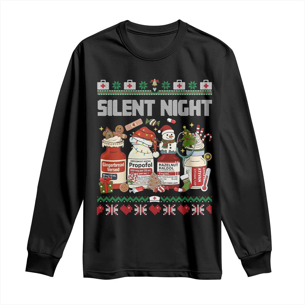 Silent Night Christmas Long Sleeve Shirt Funny ICU Nurse Xmas TS14 Black Print Your Wear