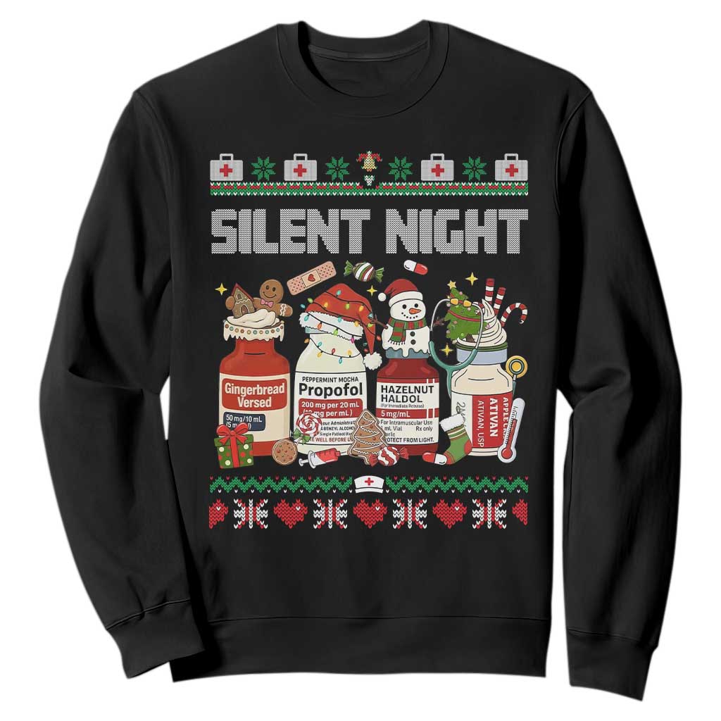 Silent Night Christmas Sweatshirt Funny ICU Nurse Xmas TS14 Black Print Your Wear