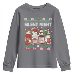 Silent Night Christmas Youth Sweatshirt Funny ICU Nurse Xmas TS14 Charcoal Print Your Wear