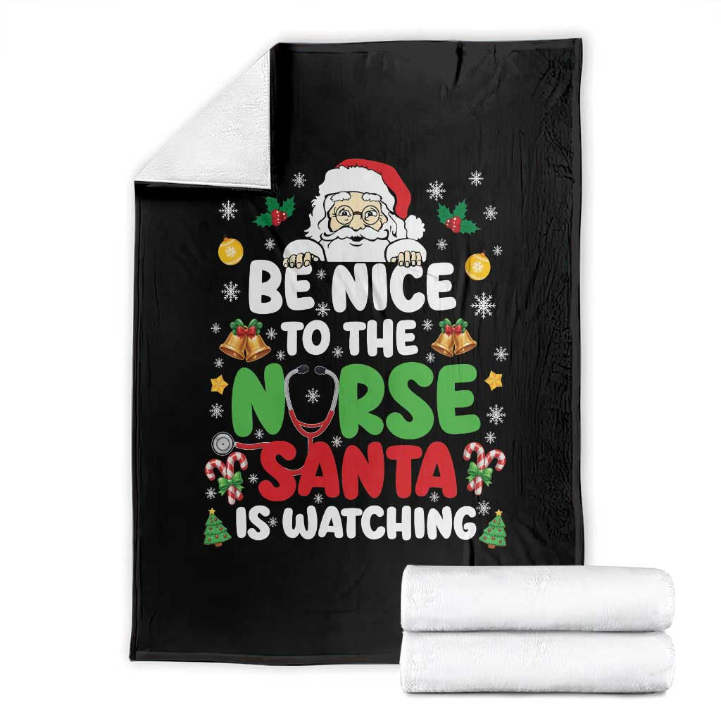 Christmas Nurse Throw Blanket Be Nice To The Nurse Santa Is Watching TS14 Black Print Your Wear