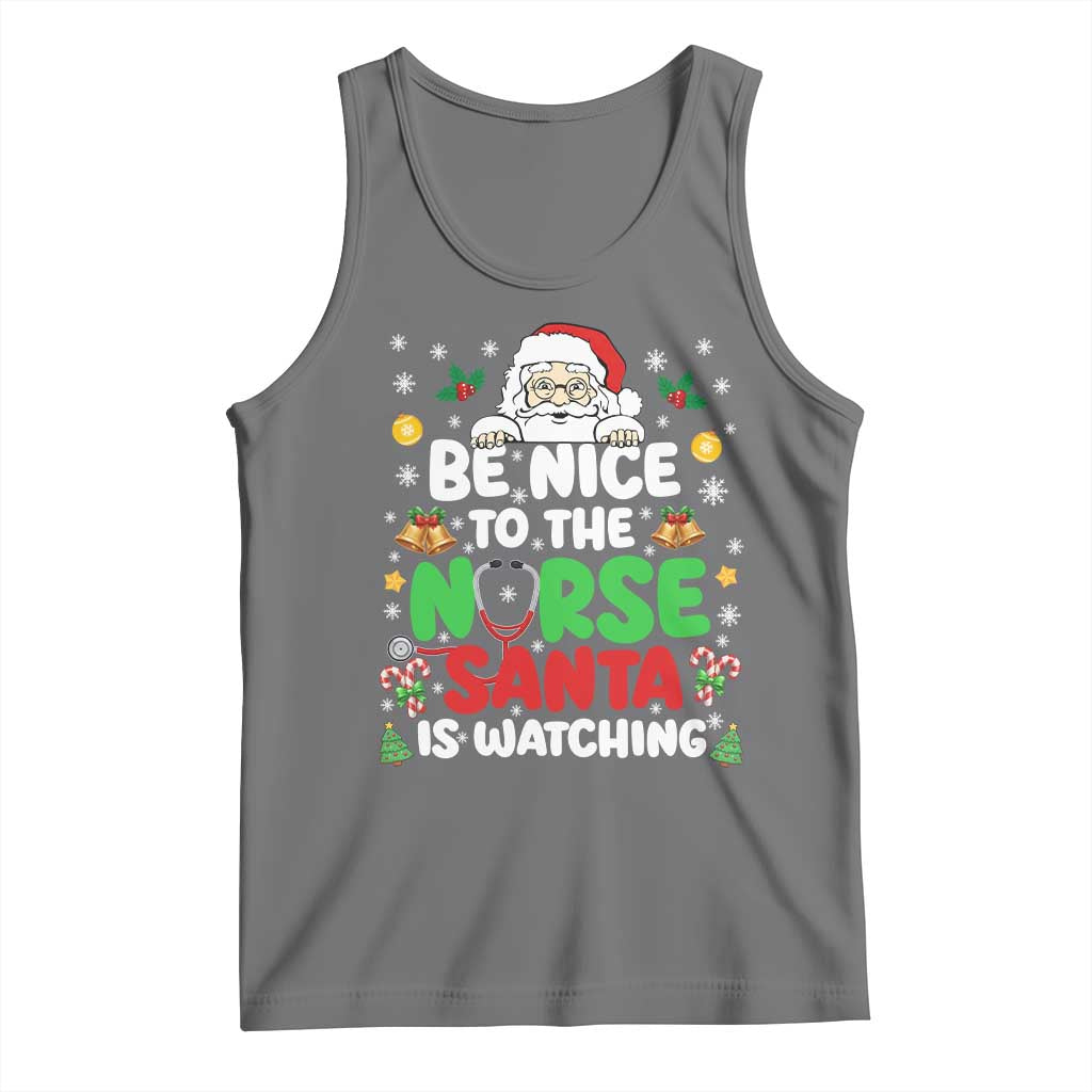 Christmas Nurse Tank Top Be Nice To The Nurse Santa Is Watching TS14 Black Heather Print Your Wear